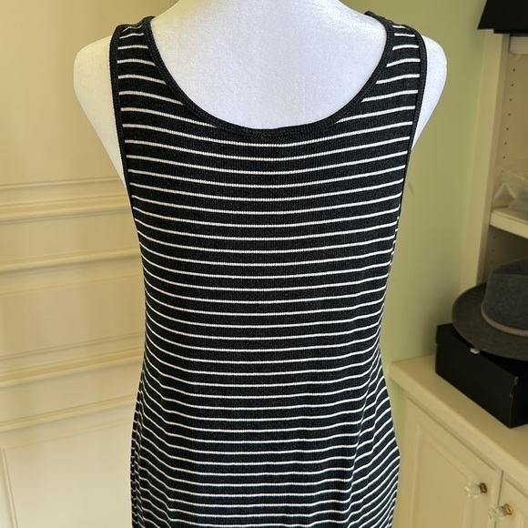 H&M Dark Grey & White Striped Rib Knit Midi Dress - Picture 5 of 6